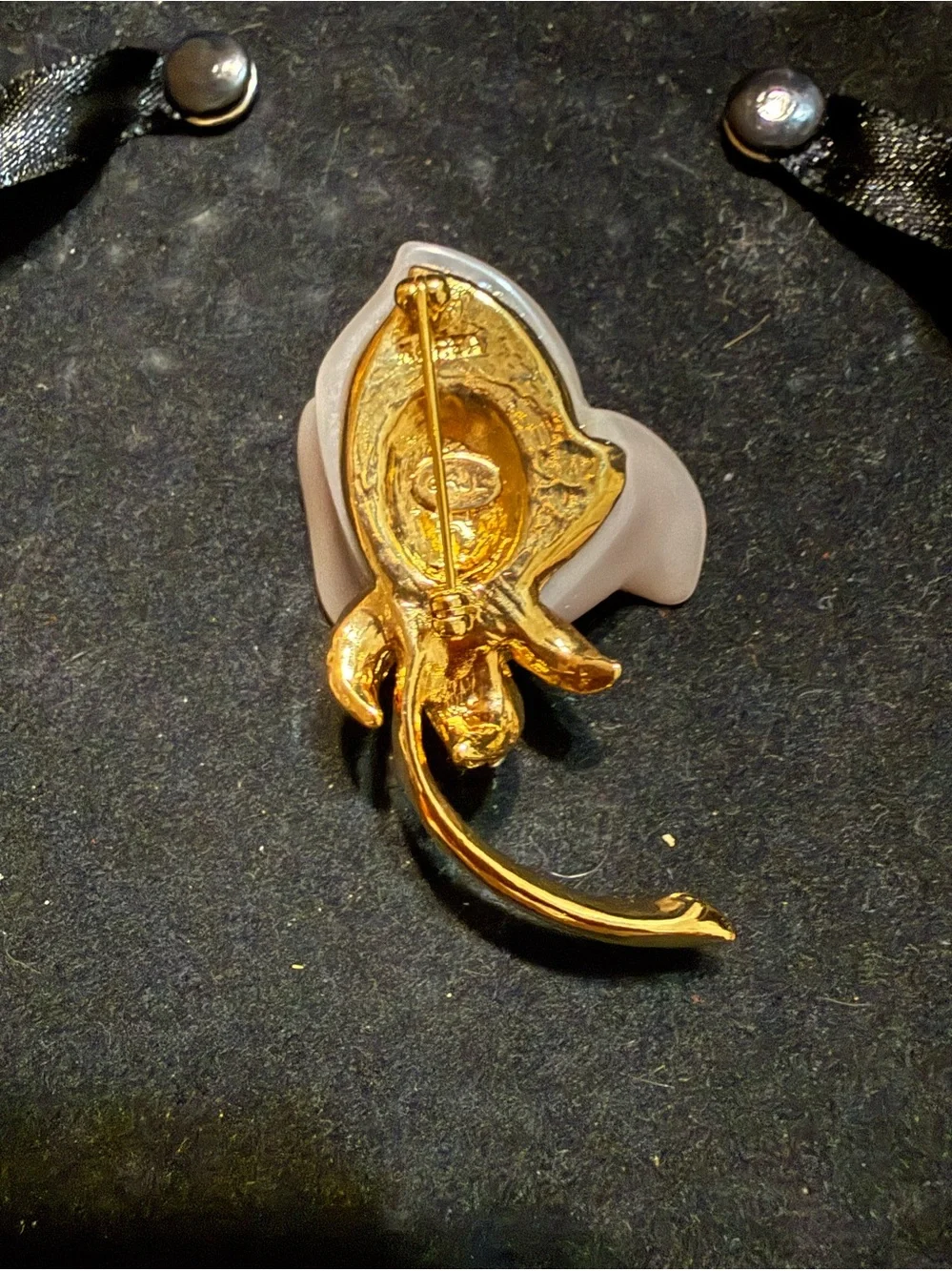 Delicate Pink Rose Brooch Pin with Gold Accents